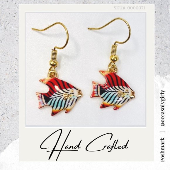 Hand Crafted Jewelry - Rainbow Siamese Tiger Fish Earrings